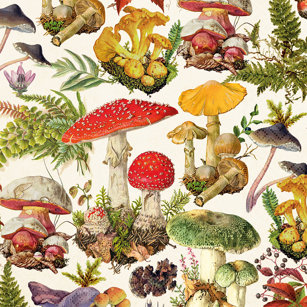 Servíettur 20 stk 33x33 cm - Mushrooms.