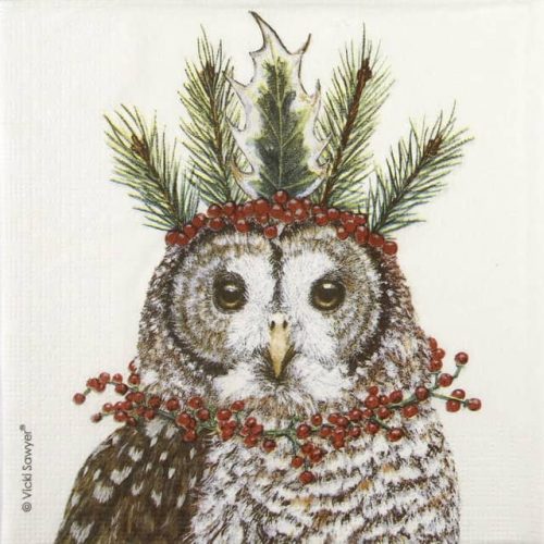 Servíéttur 20 stk. 33x33 cm. - Christmas owl.